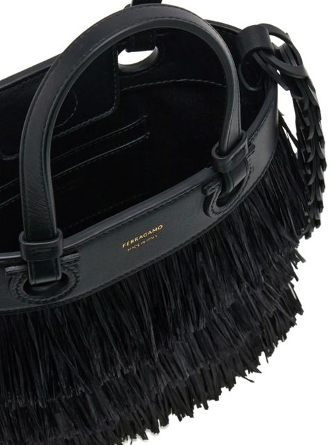 Ferragamo layered-fringe tote bag - Black