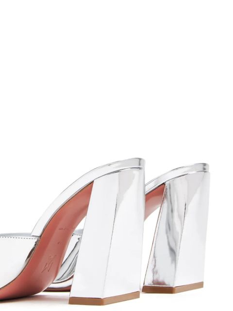 Amina Muaddi 95mm Brigitte leather mules - Silver