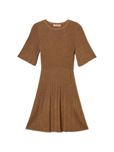 TWINSET lurex knitted dress - Brown - zdjęcie produktu nr 1