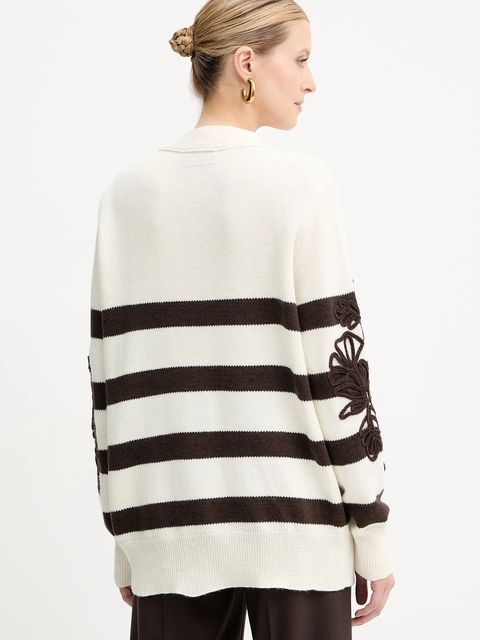 ERMANNO Firenze kardigan z domieszką wełny damski kolor beżowy 57TN044EA5