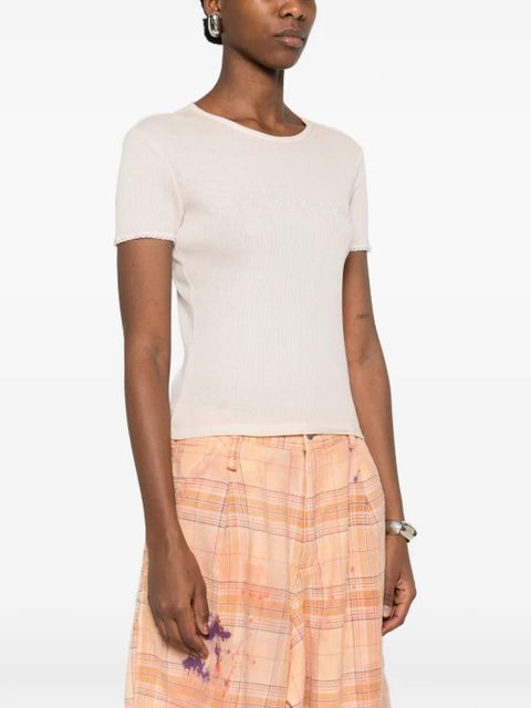 Blumarine ribbed short-sleeve T-shirt - Pink