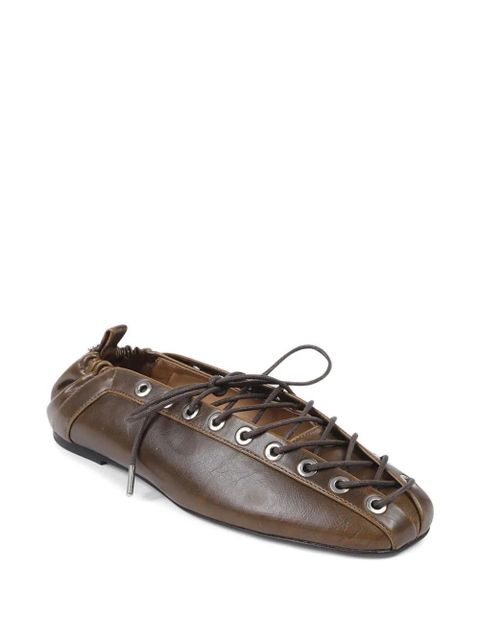 GANNI eyelets lace-up ballet flats - Green - zdjęcie produktu nr 2