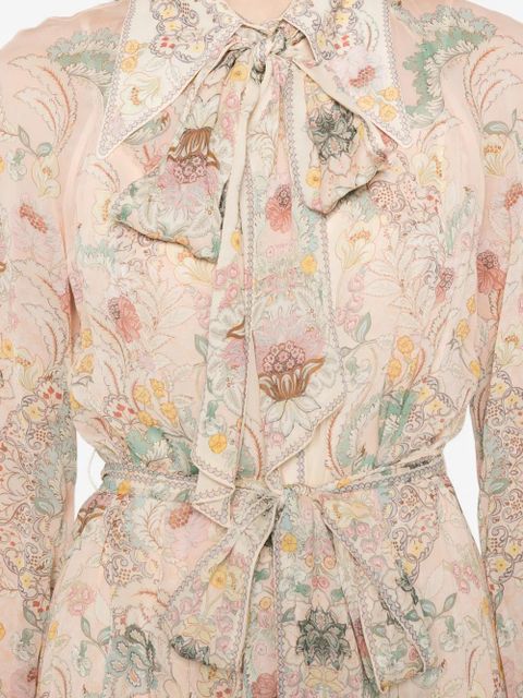 ZIMMERMANN floral-print tie-neck maxi dress - Neutrals