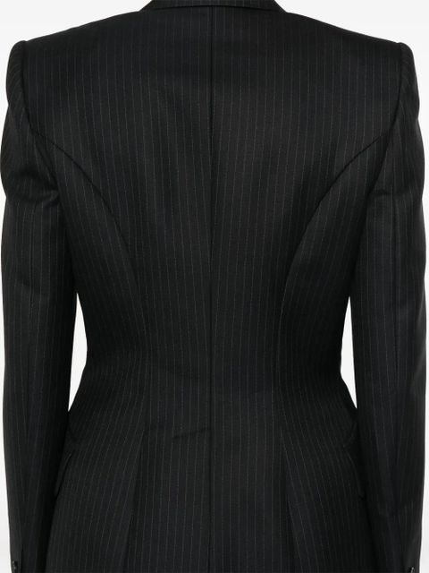 Alexander McQueen single-breasted pinstripe blazer - Blue