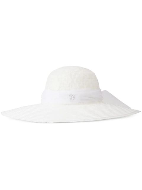 Maison Michel Blanche floral-embroidered sun hat - White - zdjęcie produktu nr 1