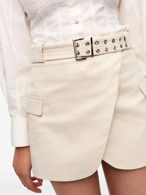 GANNI belted mini skirt - Neutrals