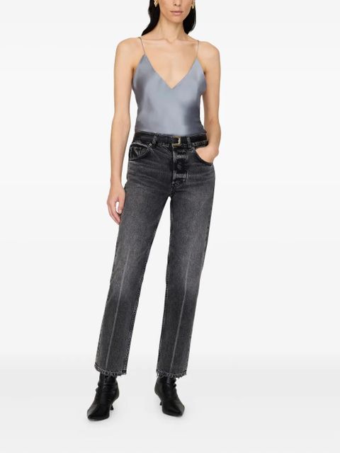 ANINE BING Ellen V-neck silk top - Grey - zdjęcie produktu nr 2