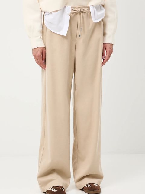 Medicine spodnie damskie kolor beżowy szerokie medium waist - zdjęcie produktu nr 1