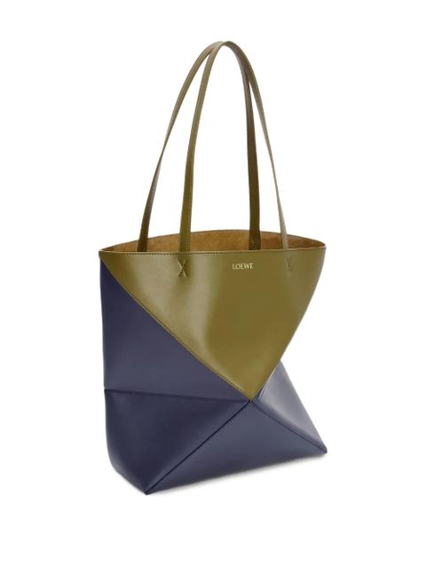 LOEWE Puzzle Fold geometric panelled tote bag - Blue