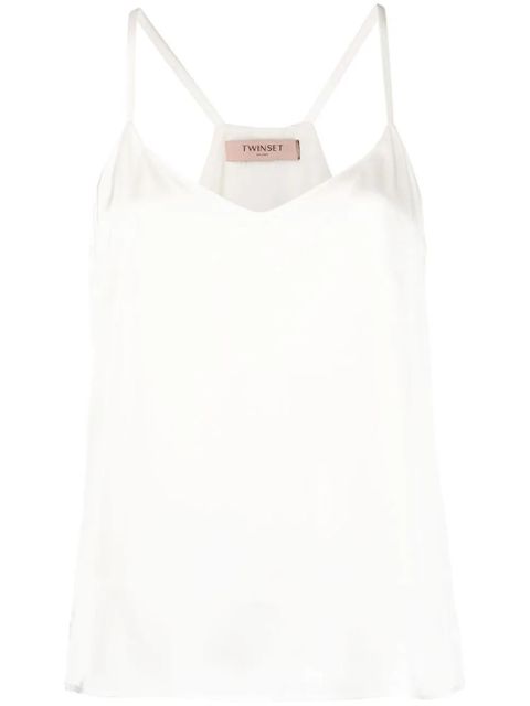 TWINSET rear logo-plaque satin top - White - zdjęcie produktu nr 1