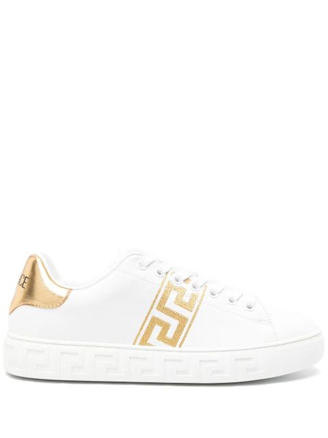 Versace Greca-embroidered leather sneakers - White - zdjęcie produktu nr 1