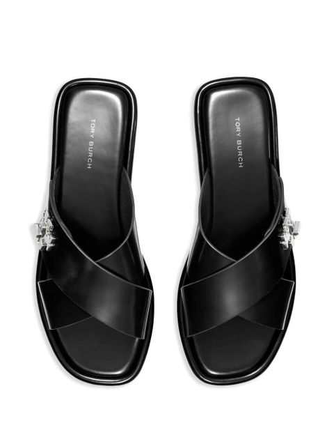 Tory Burch leather slides - Black
