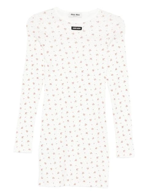 Miu Miu floral-print mini dress - White - zdjęcie produktu nr 1