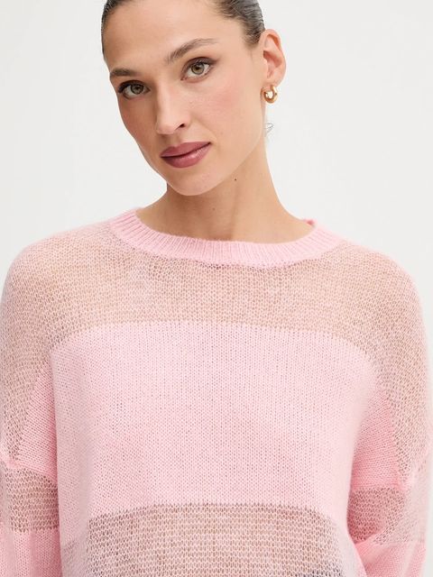 Patrizia Pepe sweter z dodatkiem wełny damski kolor różowy lekki 2K0335 K296
