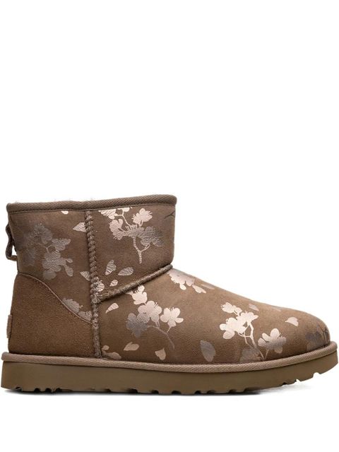 UGG Classic Mini floral-pattern ankle boots - Brown - zdjęcie produktu nr 1