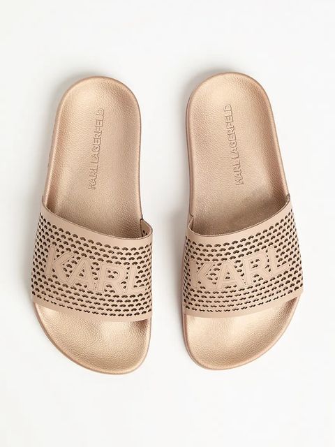 Karl Lagerfeld klapki skórzane KONDO 2.0 damskie kolor złoty KL80915 - zdjęcie produktu nr 2