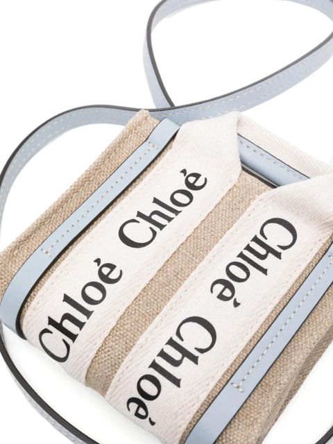 Chloé Woody linen mini bag - Neutrals