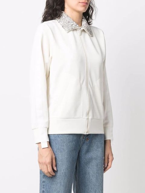 Golden Goose crystal-embellished zipped sweatshirt - White