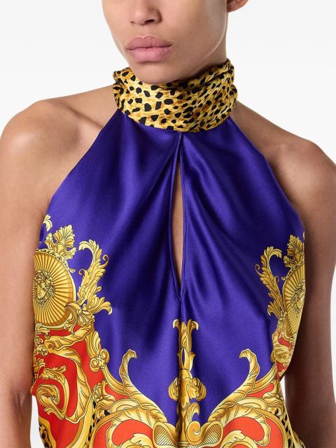 Versace baroque-print halterneck top - Yellow