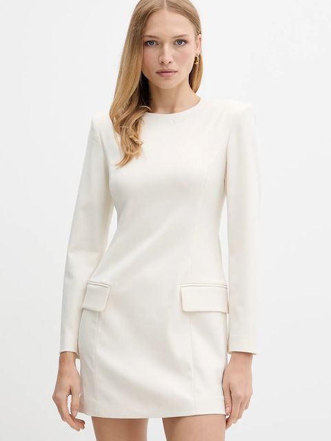 Armani Exchange sukienka z domieszką wełny kolor beżowy mini dopasowana XW000661 AF16142 - zdjęcie produktu nr 1