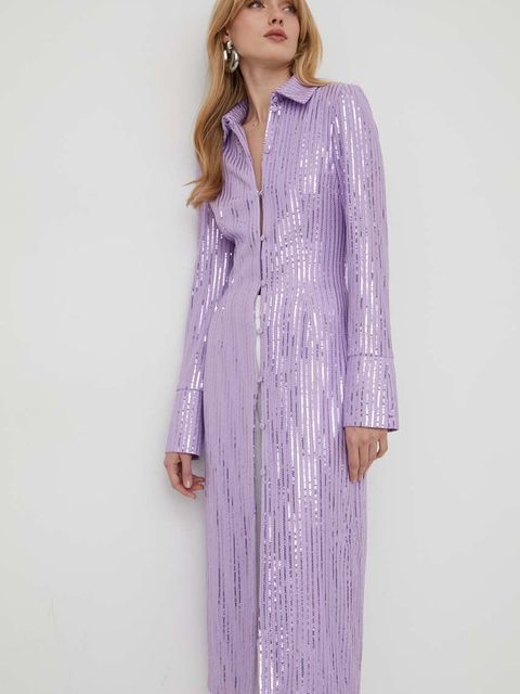 Stine Goya sukienka kolor fioletowy midi dopasowana SG5709