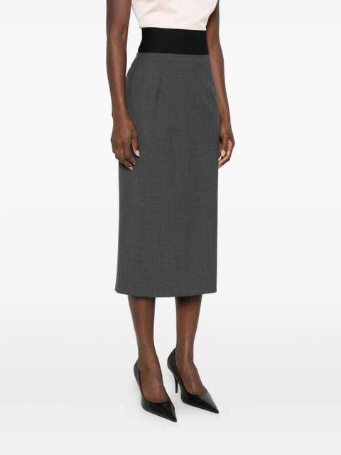 Sportmax contrast-waistband skirt - Grey
