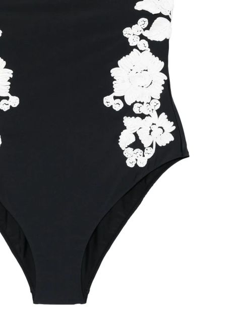 Simkhai floral-embroidered swimsuit - Black