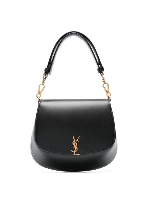Saint Laurent logo-plaque half-moon tote bag - Black - zdjęcie produktu nr 1