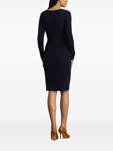 Lauren Ralph Lauren cable-knit long-sleeve midi dress - Blue