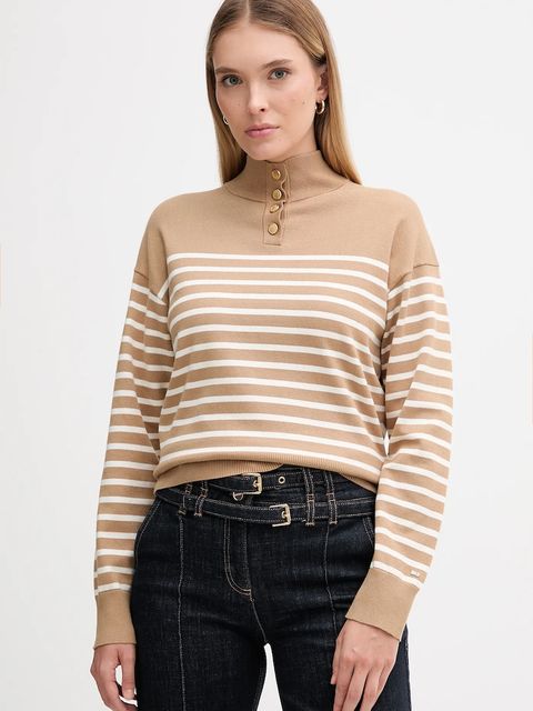 Tommy Hilfiger sweter damski kolor beżowy lekki WW0WW47467 - zdjęcie produktu nr 1