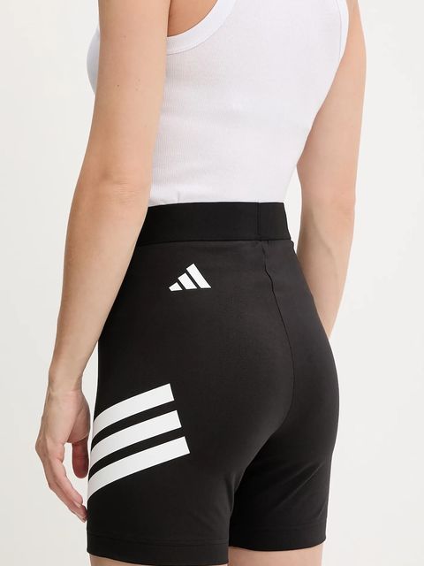 adidas szorty Future Icons 3-Stripes damskie kolor czarny z nadrukiem high waist JE0164