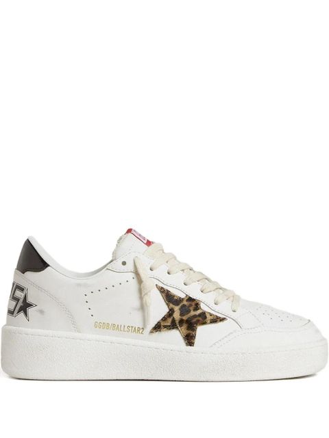 Golden Goose leather leopard-print star sneakers - White - zdjęcie produktu nr 1