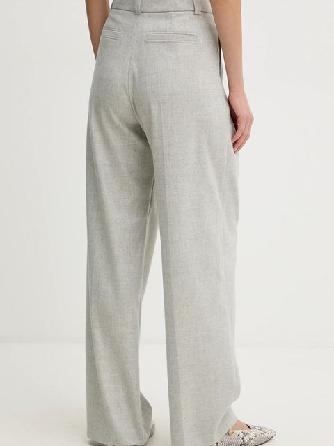 BOSS Orange spodnie z dodatkiem wełny damskie kolor szary proste high waist 50547679