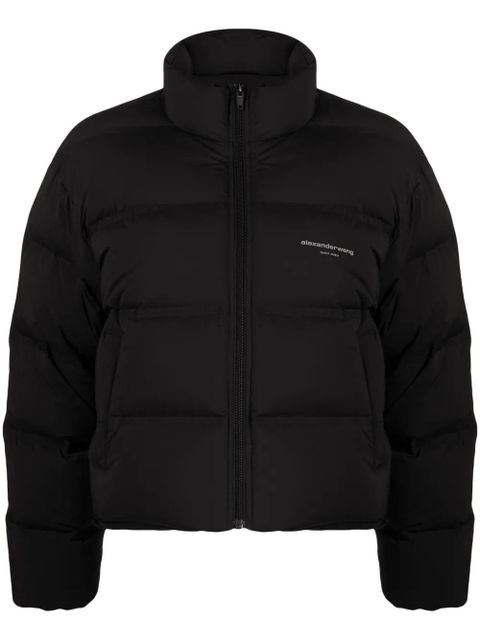 Alexander Wang reflective-logo cropped puffer jacket - Black - zdjęcie produktu nr 1