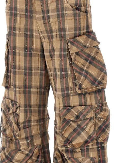The Attico checked multi-pocket trousers - Brown