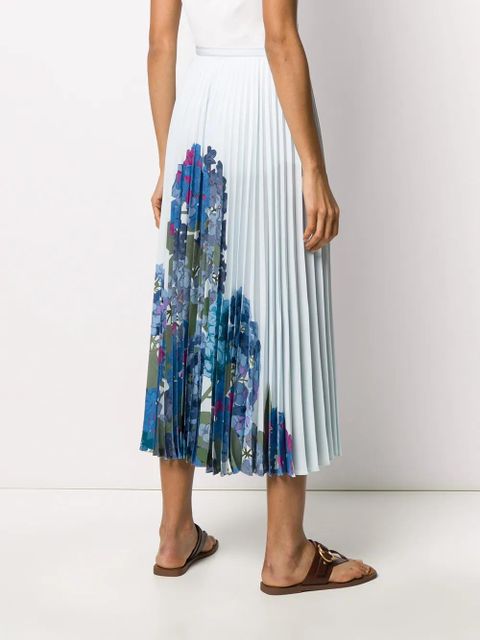Valentino Garavani floral print pleated midi skirt - Blue