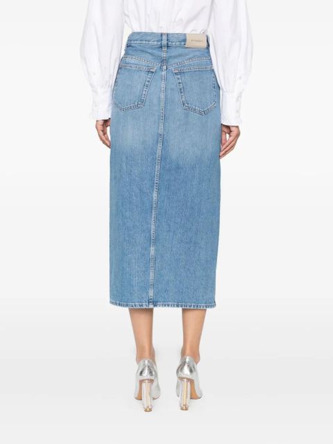 Givenchy side-split denim mid-lenght straight skirt - Blue