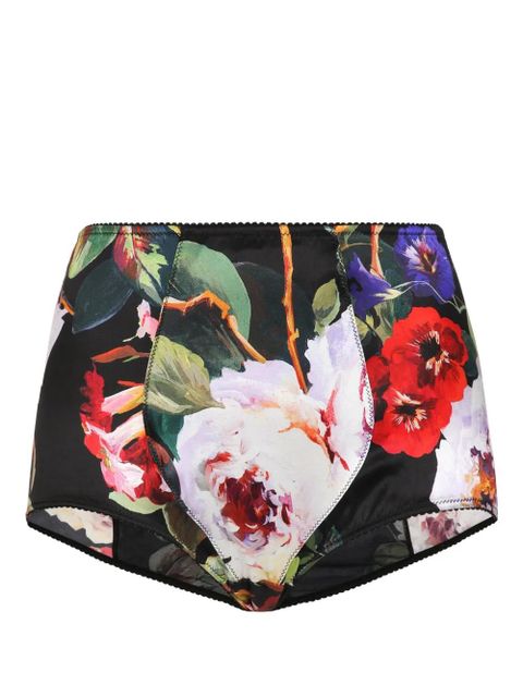 Dolce & Gabbana floral-print silk blend briefs - Black - zdjęcie produktu nr 1