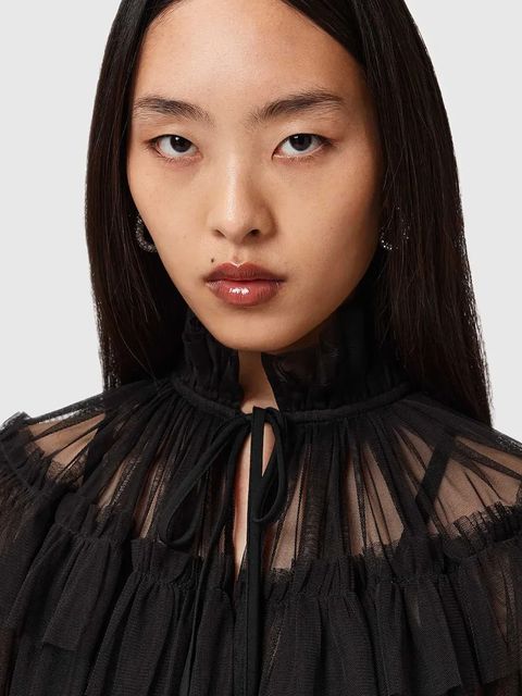 AllSaints bluzka damska kolor czarny gładka W018PD