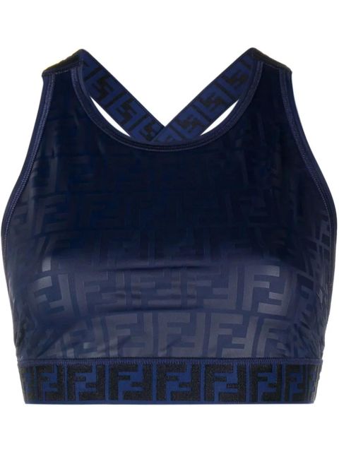 FENDI cropped all-over logo print top - Blue - zdjęcie produktu nr 1