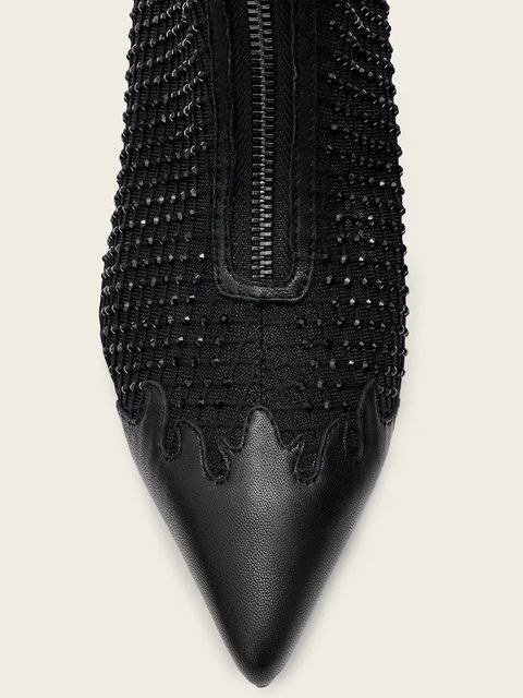 AllSaints botki Natasha Mesh Boot damskie kolor czarny na szpilce W076FD