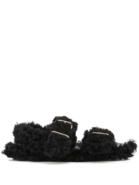 Marni shearling-trimmed sandals - Black - zdjęcie produktu nr 1