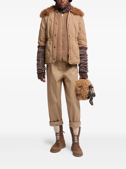 Moncler logo-patch trousers - Neutrals