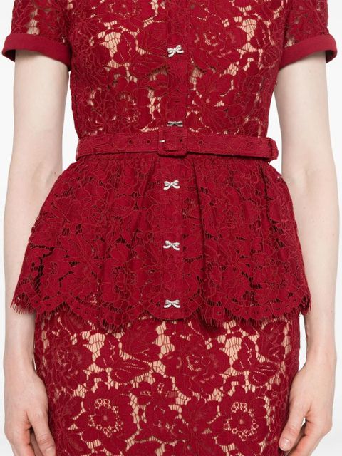 Self-Portrait lace peplum dress - Red