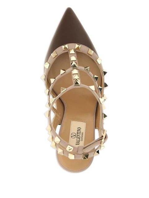 Valentino Garavani 100mm Rockstud Caged leather pumps - Brown