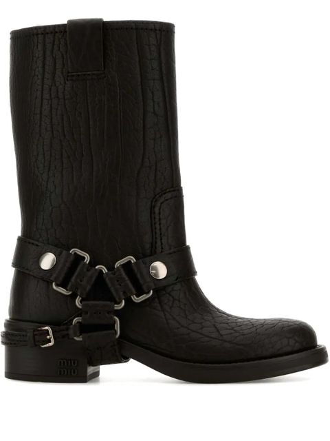 Miu Miu leather biker boots - Black