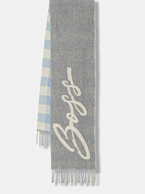 BOSS szalik z dodatkiem wełny damski kolor szary gładki 50558654 - zdjęcie produktu nr 1