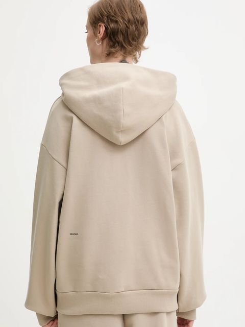 Pangaia bluza bawełniana kolor beżowy z kapturem gładka 10002675