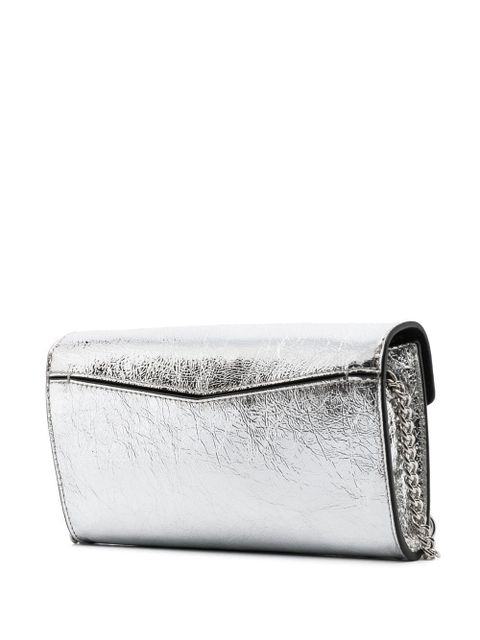 SANDRO Yza metallic clutch bag - Silver