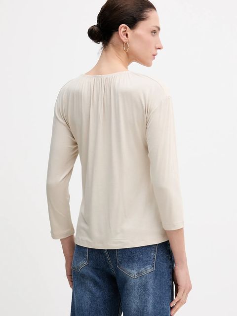 Sisley longsleeve kolor beżowy 3Z12L4014